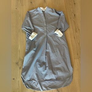 Mersea NWOT blue and white striped long shirt caftan coverup S/M